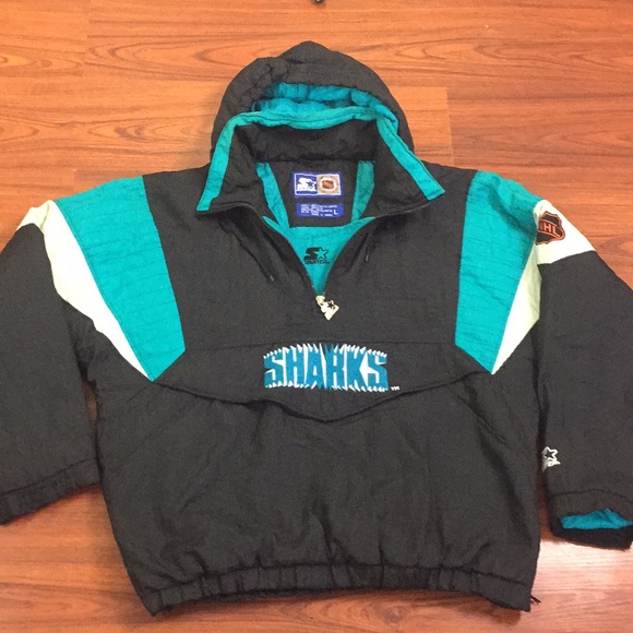 Vintage Starter NHL Sharks Hooded Puffer Jacket - Picture 2 of 8